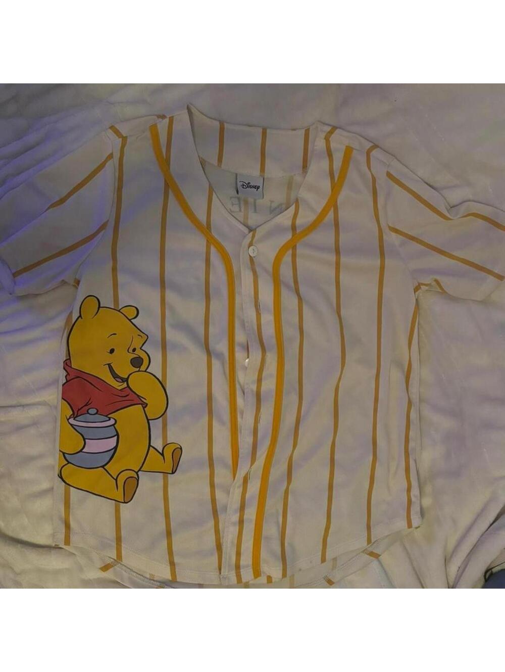 Disney Winnie the Pooh yellow and white baseball shirt